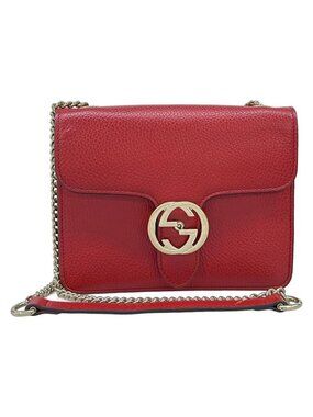 Gucci Shoulder Bag Interlocking Red Leather